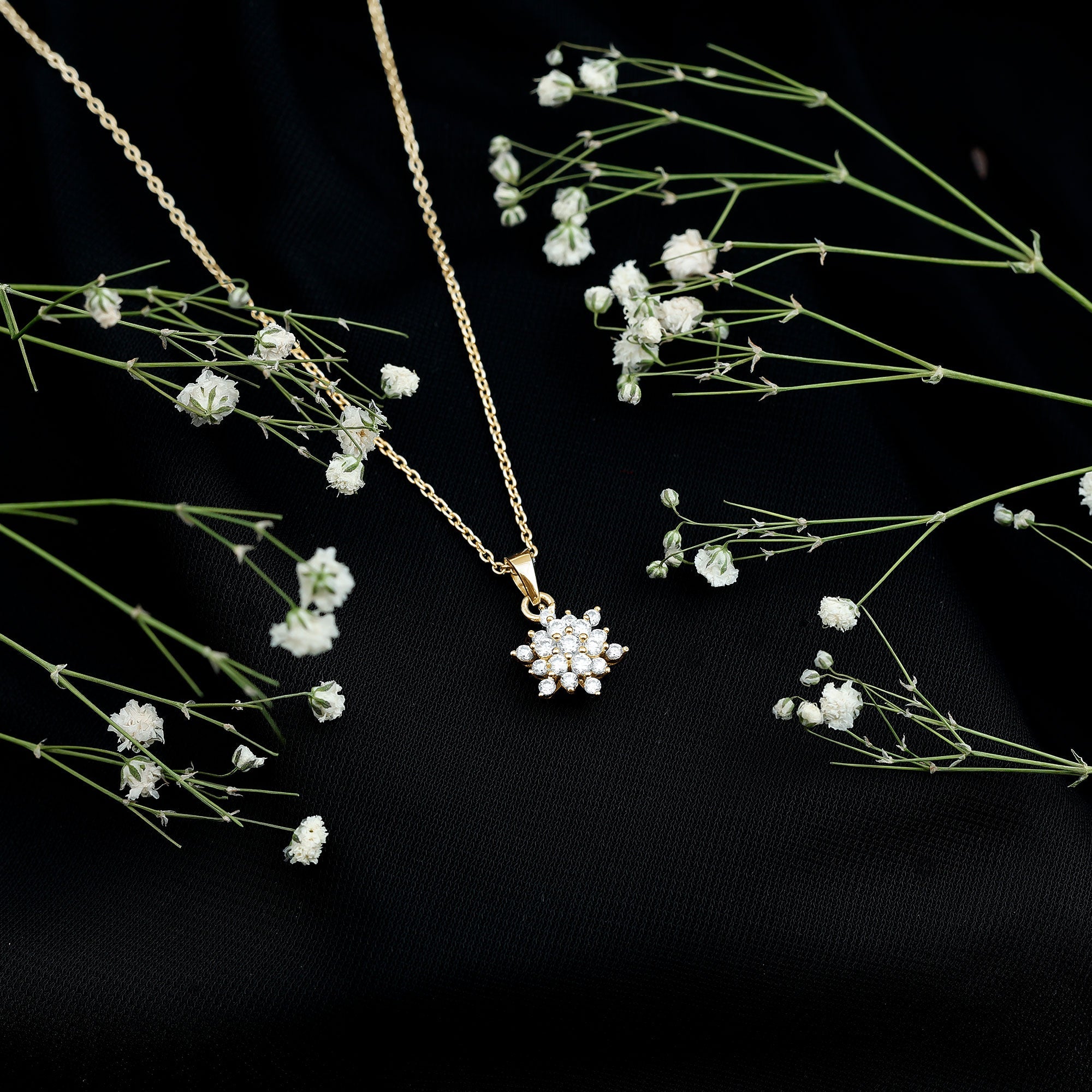 Certified Round Cut Moissanite Snowflakes Necklace for Women
