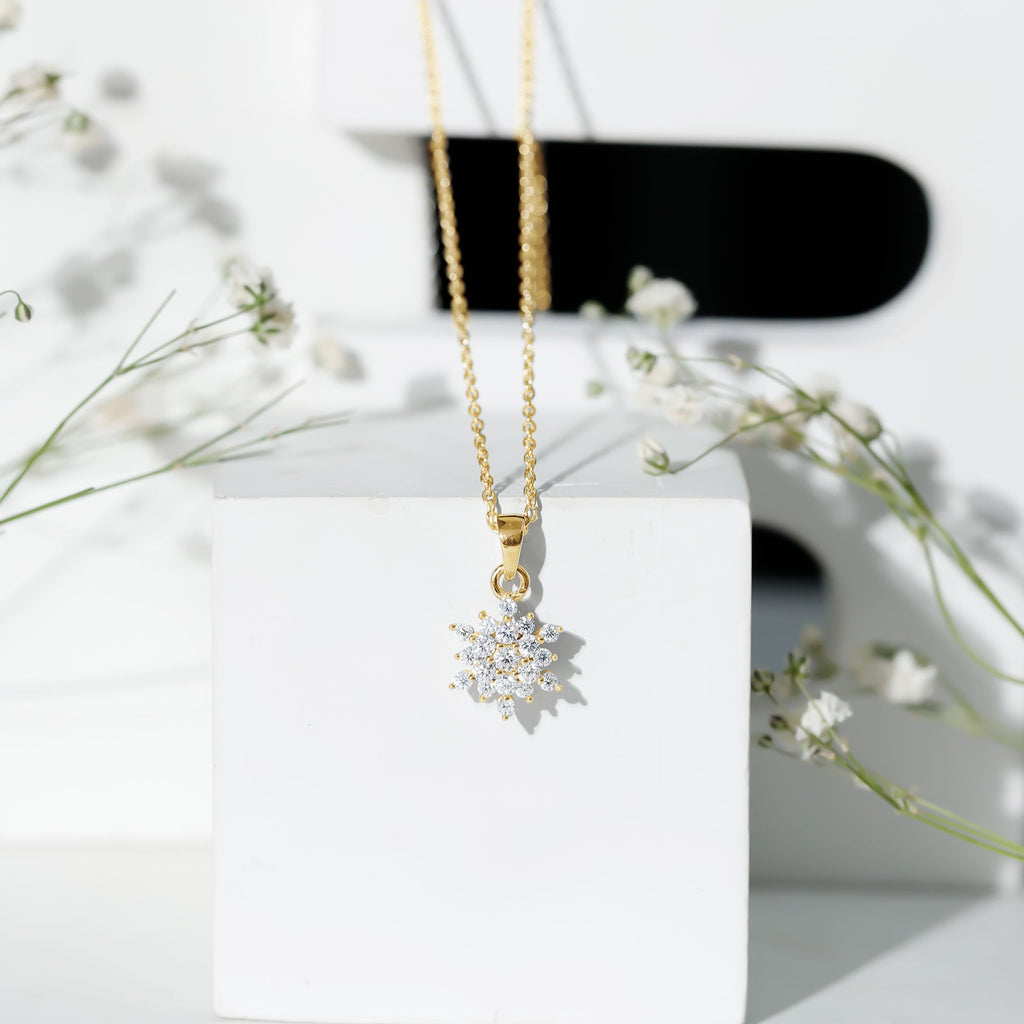 Certified Round Cut Moissanite Snowflakes Necklace for Women