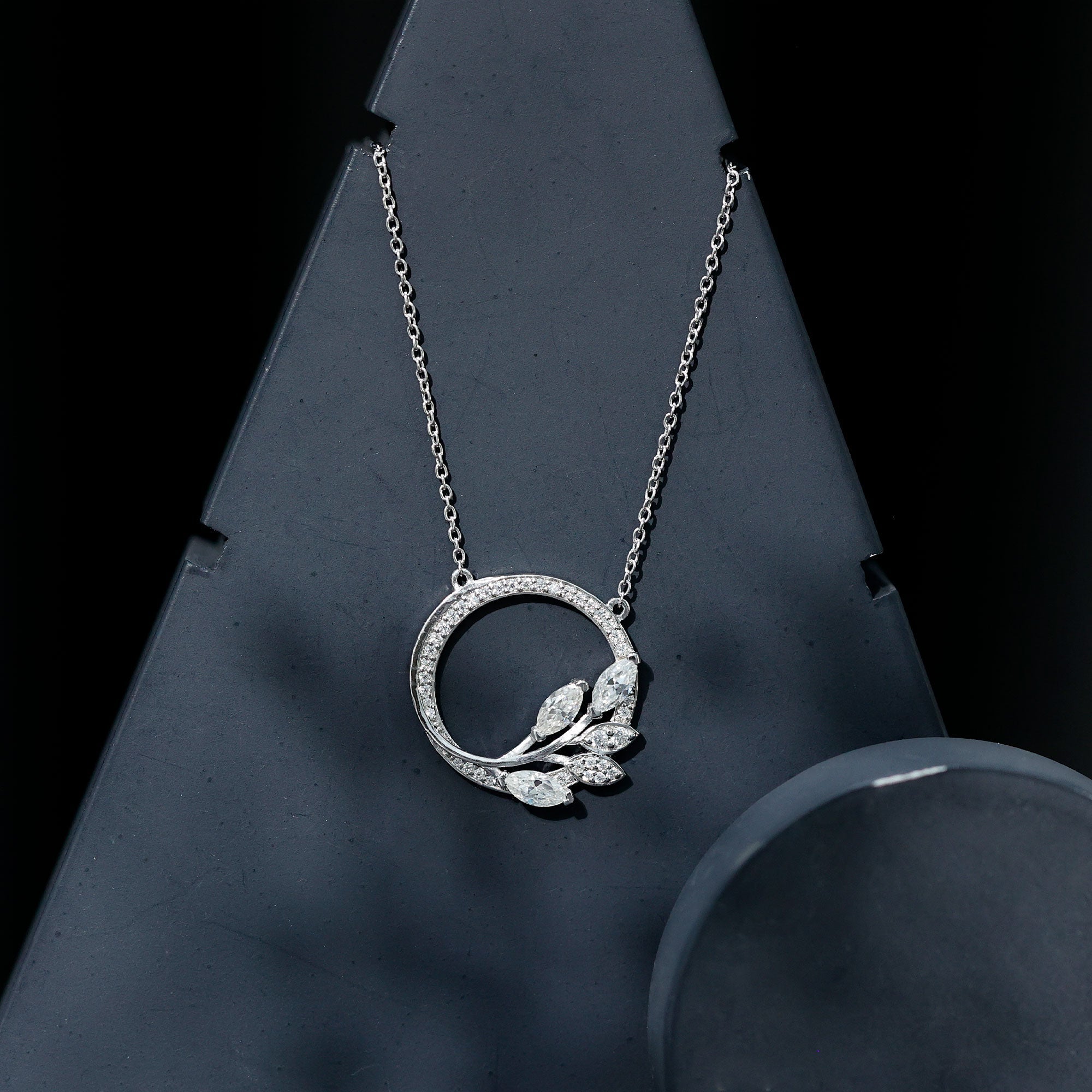 Marquise and Round Cut Moissanite Leaf Eternity Necklace