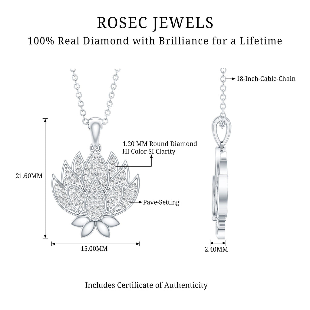 Diamond Designer Lotus Flower Necklace