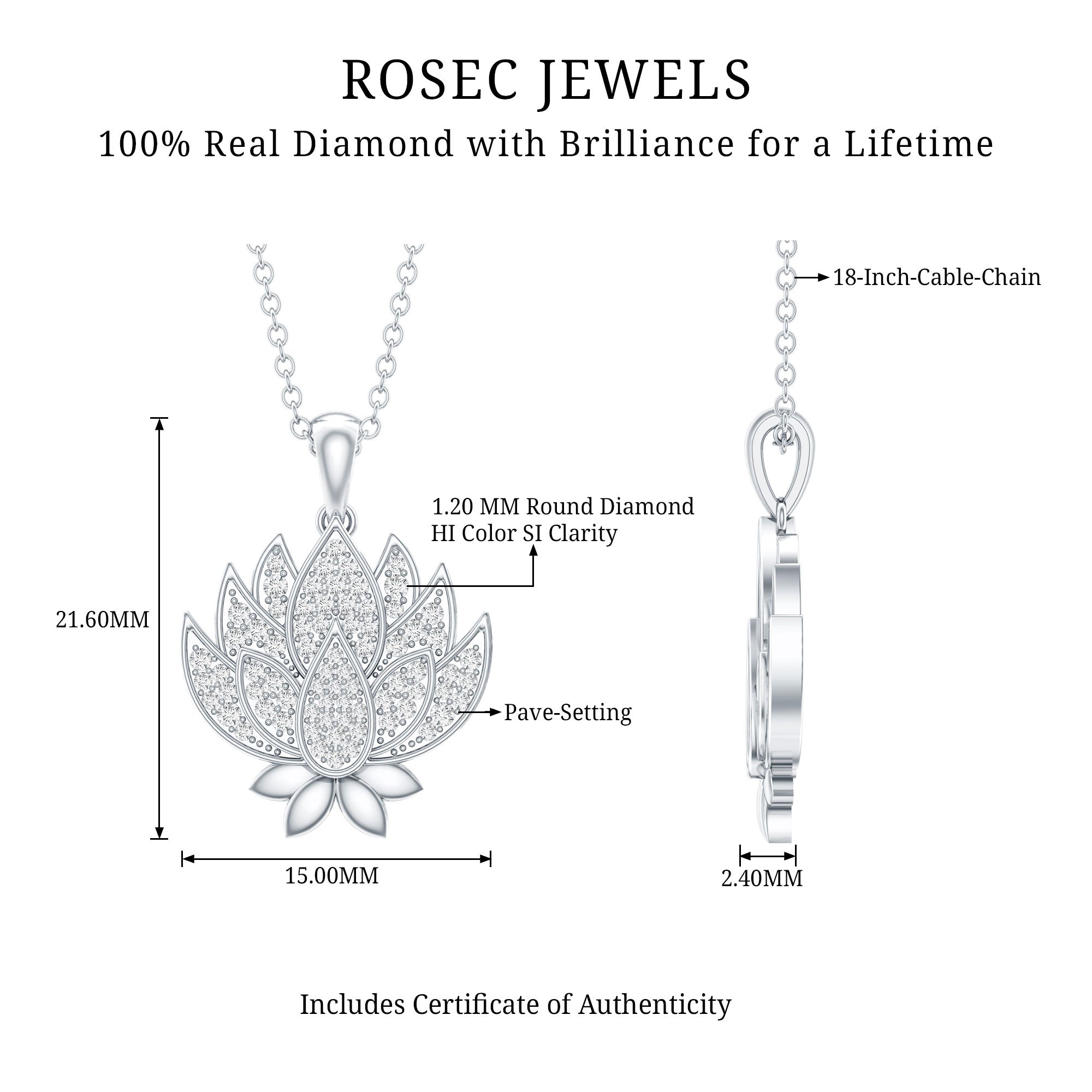 Diamond Designer Lotus Flower Necklace