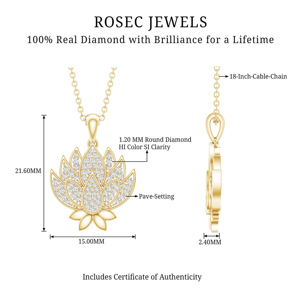 Diamond Designer Lotus Flower Necklace