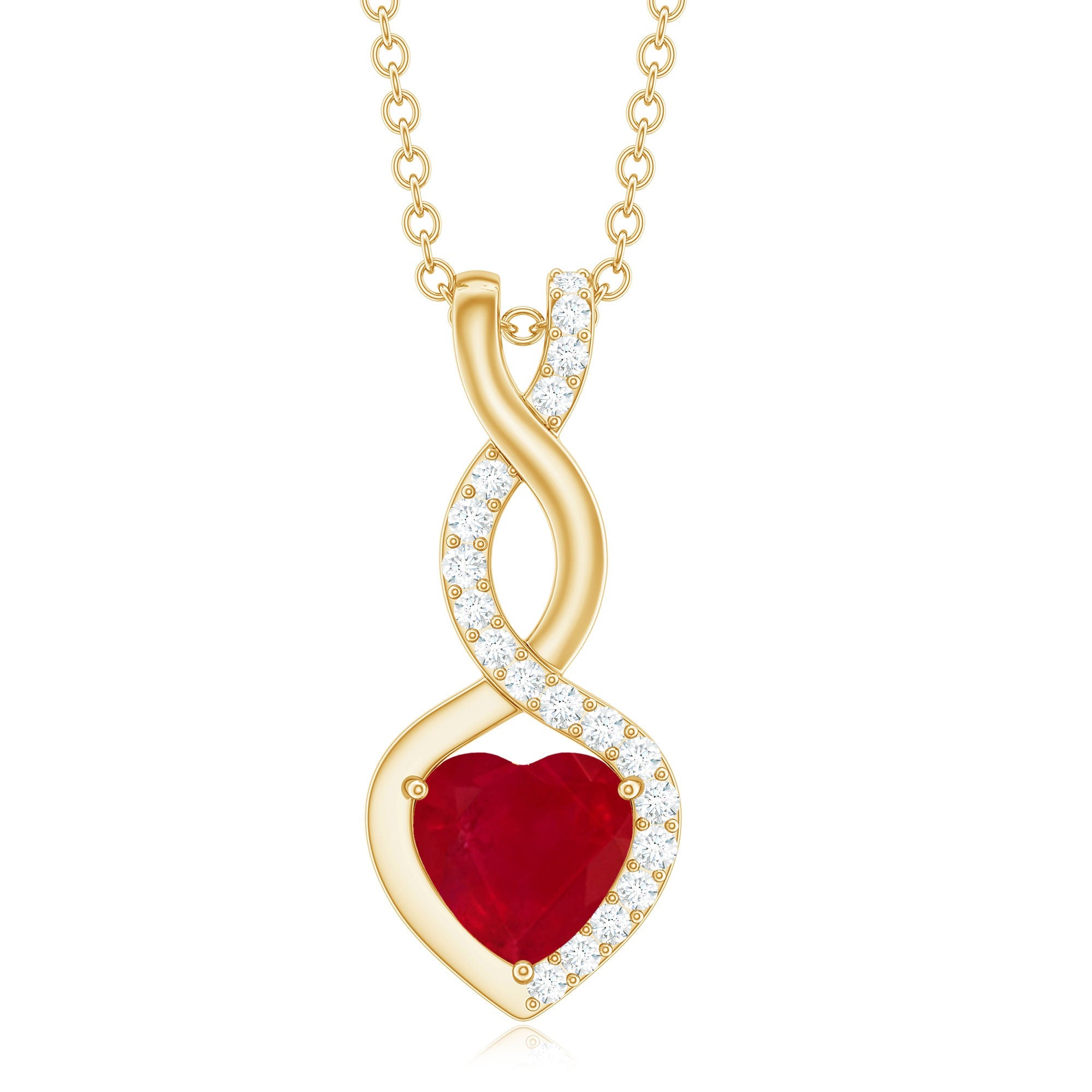 Natural Ruby Diamond Infinity Heart Necklace