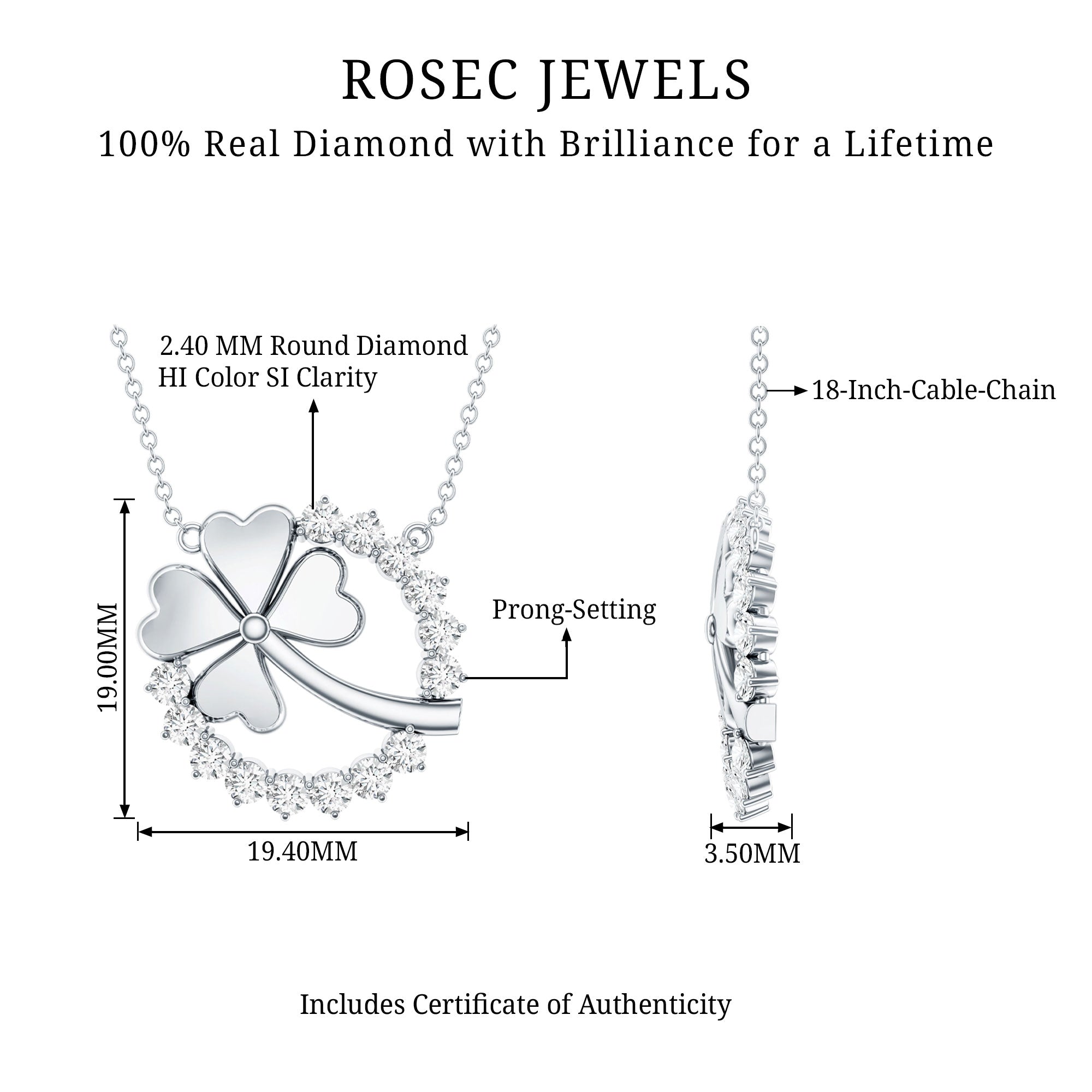 Certified Diamond Lucky 4 Leaf Necklace