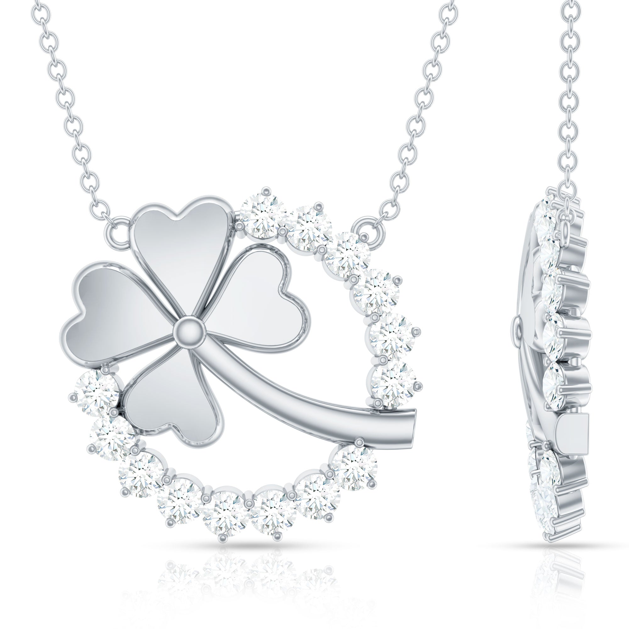 Certified Diamond Lucky 4 Leaf Necklace