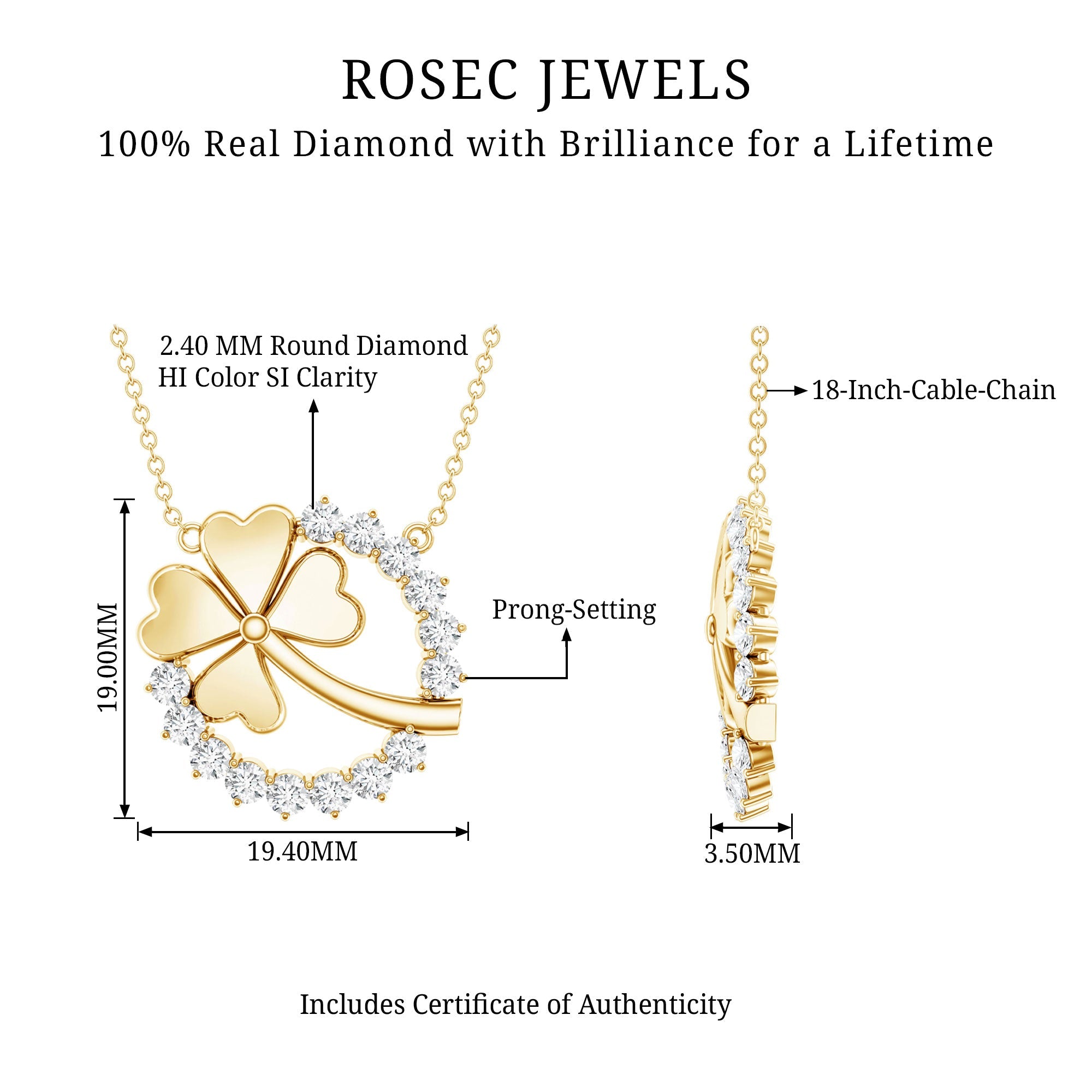 Certified Diamond Lucky 4 Leaf Necklace