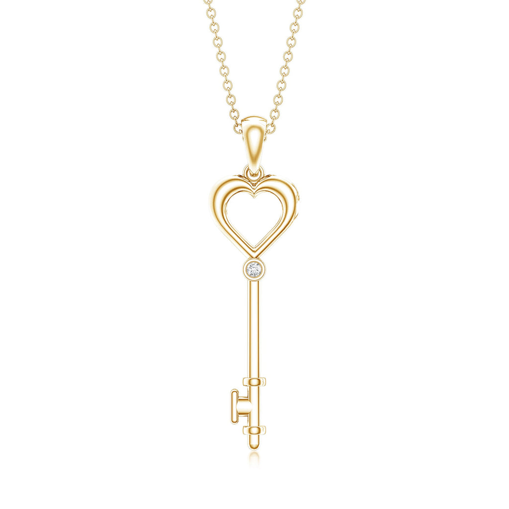 Diamond Heart Key Pendant Necklace For Women
