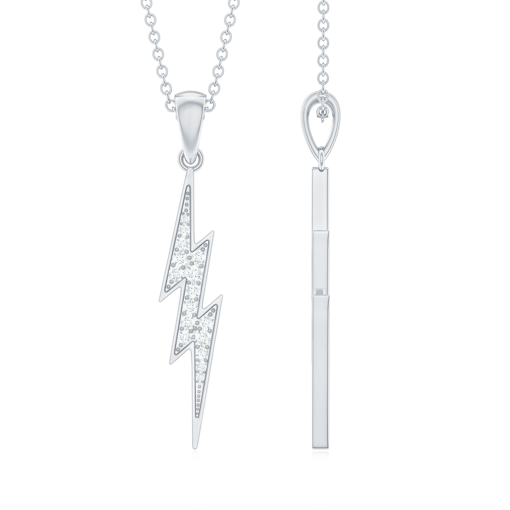 Natural Diamond Lightning Bolt Necklace for Her