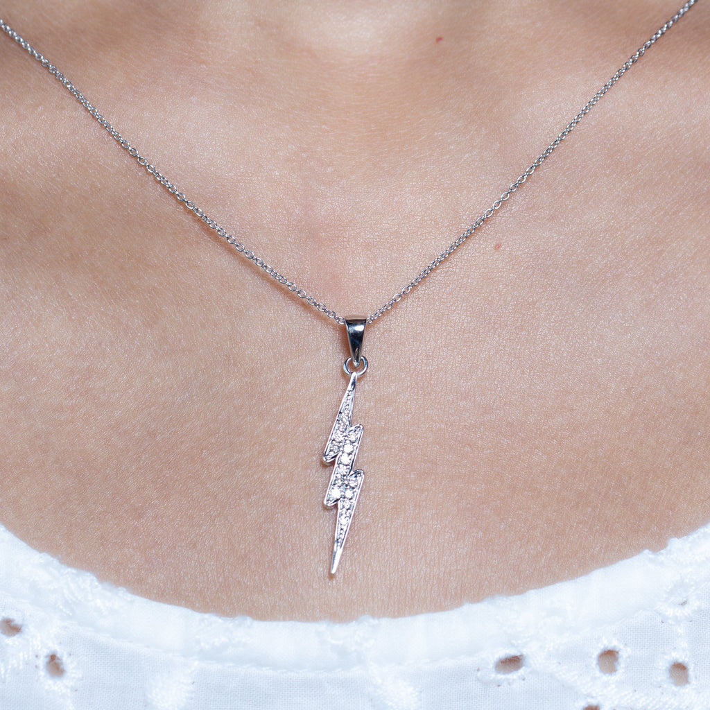 Natural Diamond Lightning Bolt Necklace for Her