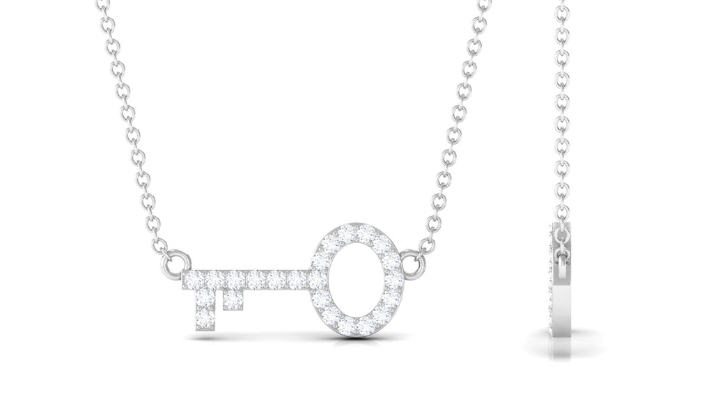 Natural Diamond Sideways Key Necklace