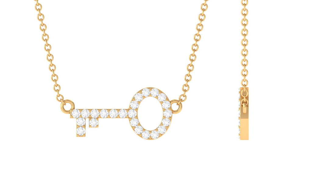 Natural Diamond Sideways Key Necklace