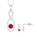 Round Ruby Infinity jewelry Set with Diamond