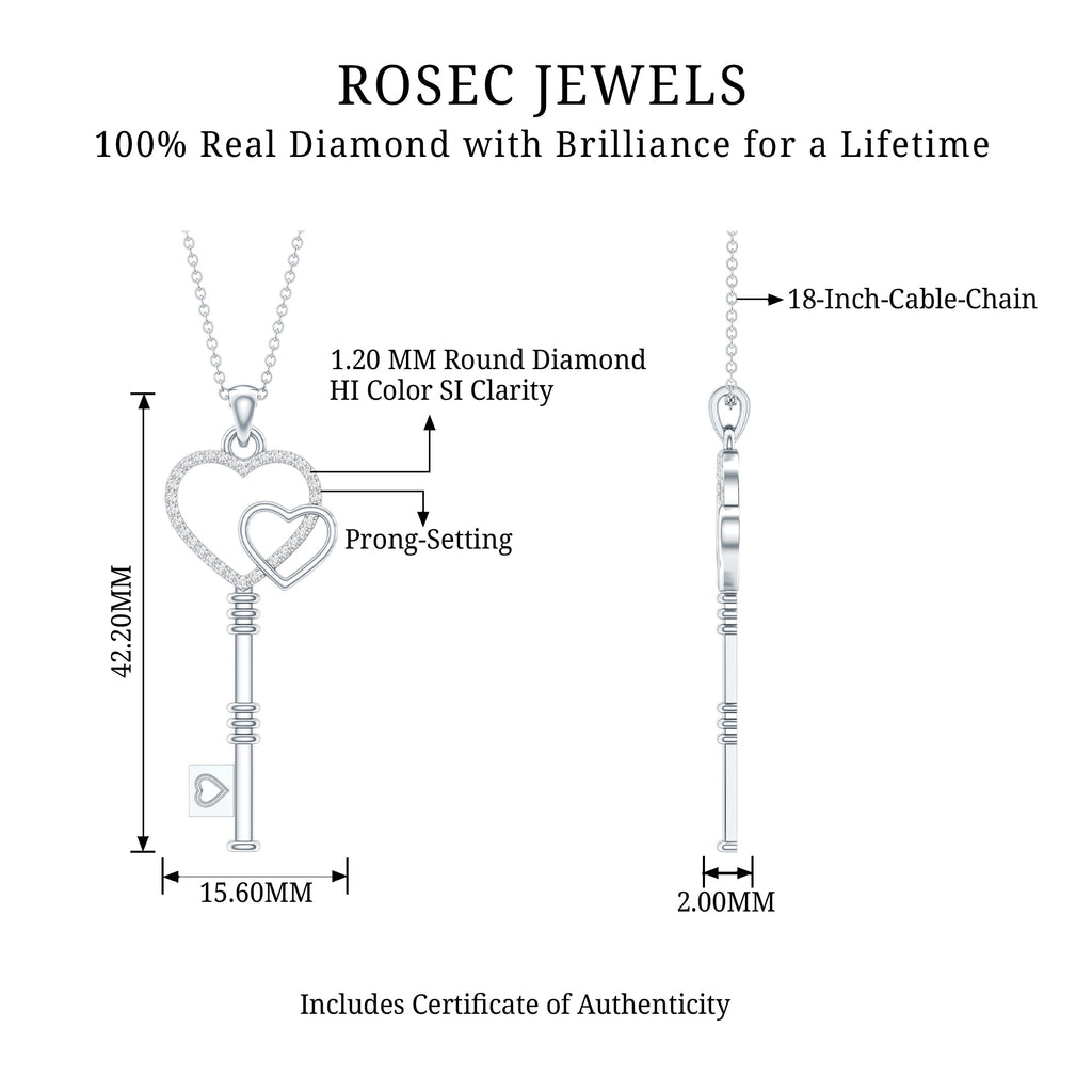 Diamond Key To My Heart Necklace for Women