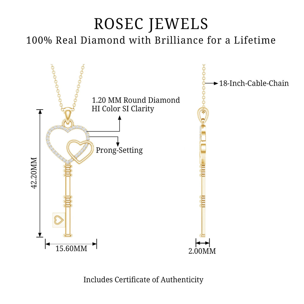 Diamond Key To My Heart Necklace for Women
