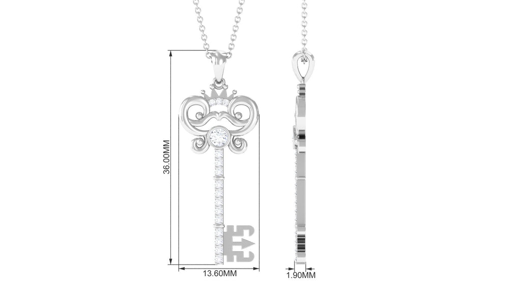 Diamond Vintage Key Pendant Necklace