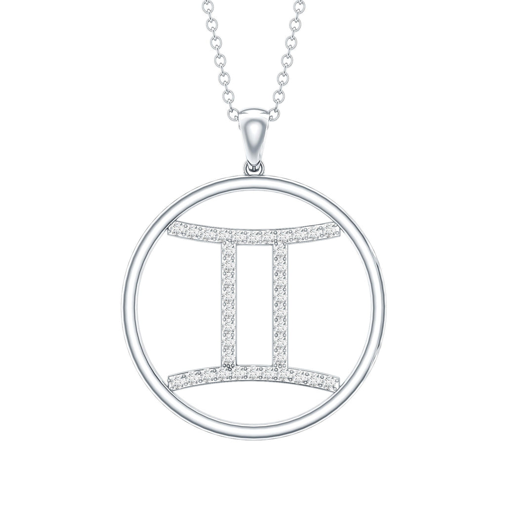 Certified Moissanite Gemini Zodiac Sign Pendant Necklace