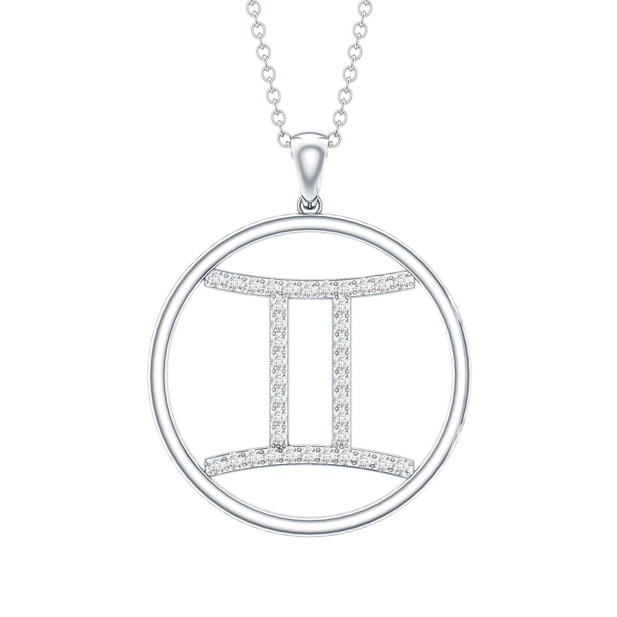 Certified Moissanite Gemini Zodiac Sign Pendant Necklace