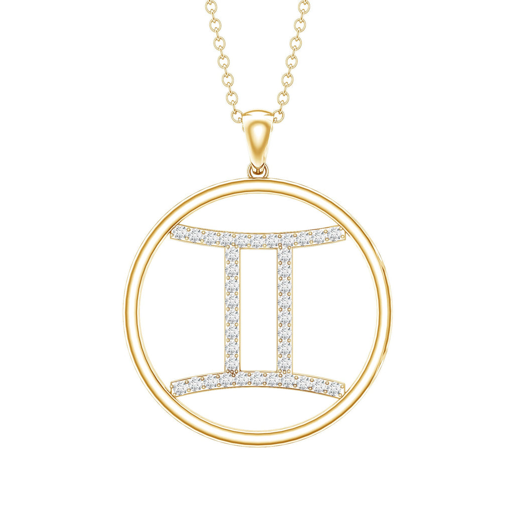 Certified Moissanite Gemini Zodiac Sign Pendant Necklace