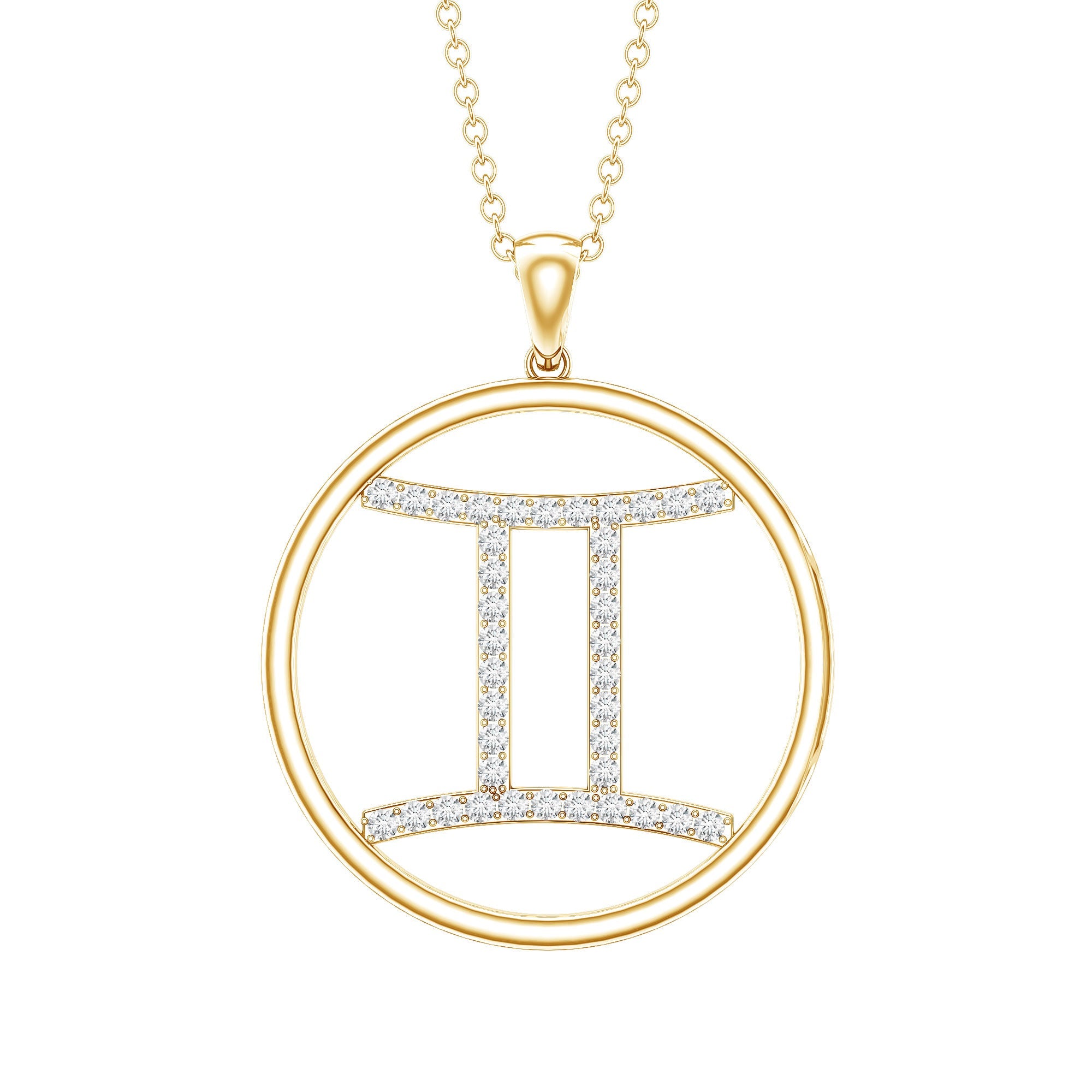 Certified Moissanite Gemini Zodiac Sign Pendant Necklace