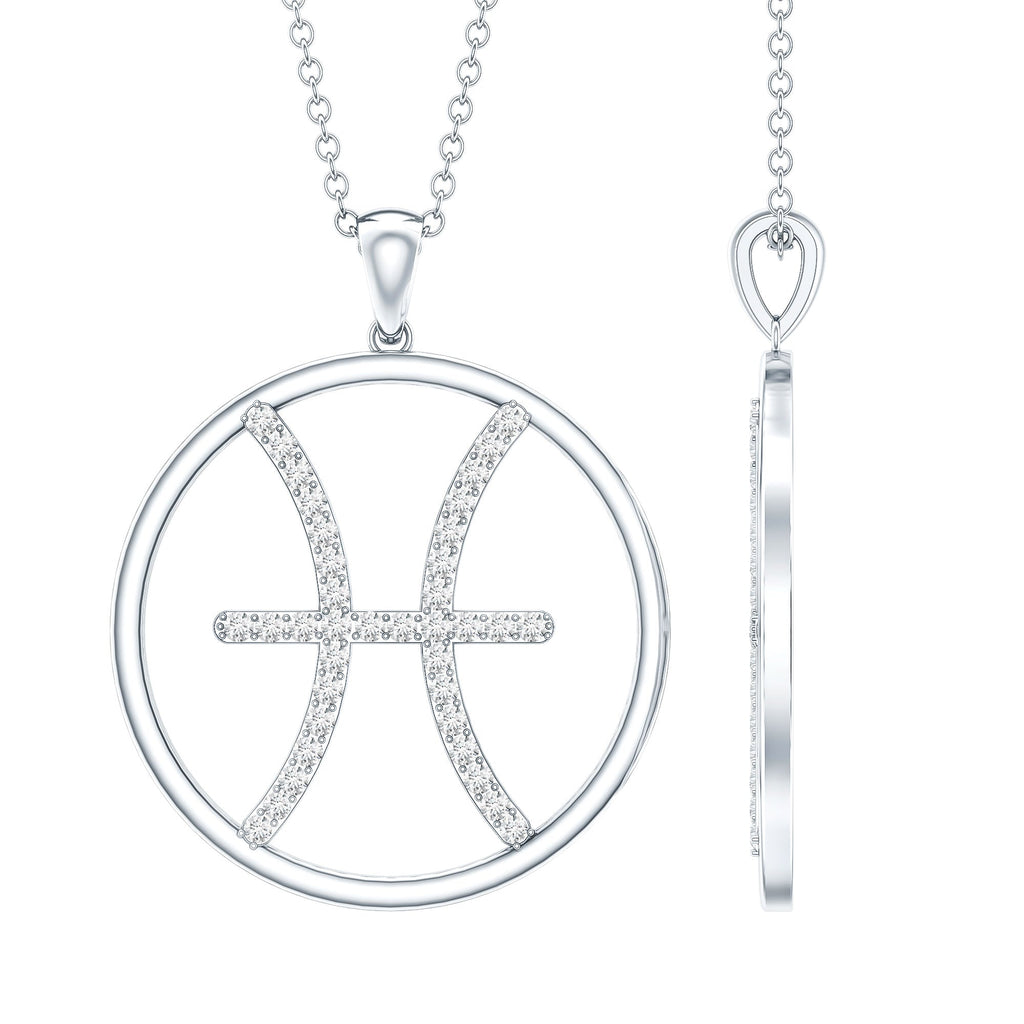 Certified Moissanite Pisces Zodiac Sign Pendant Necklace