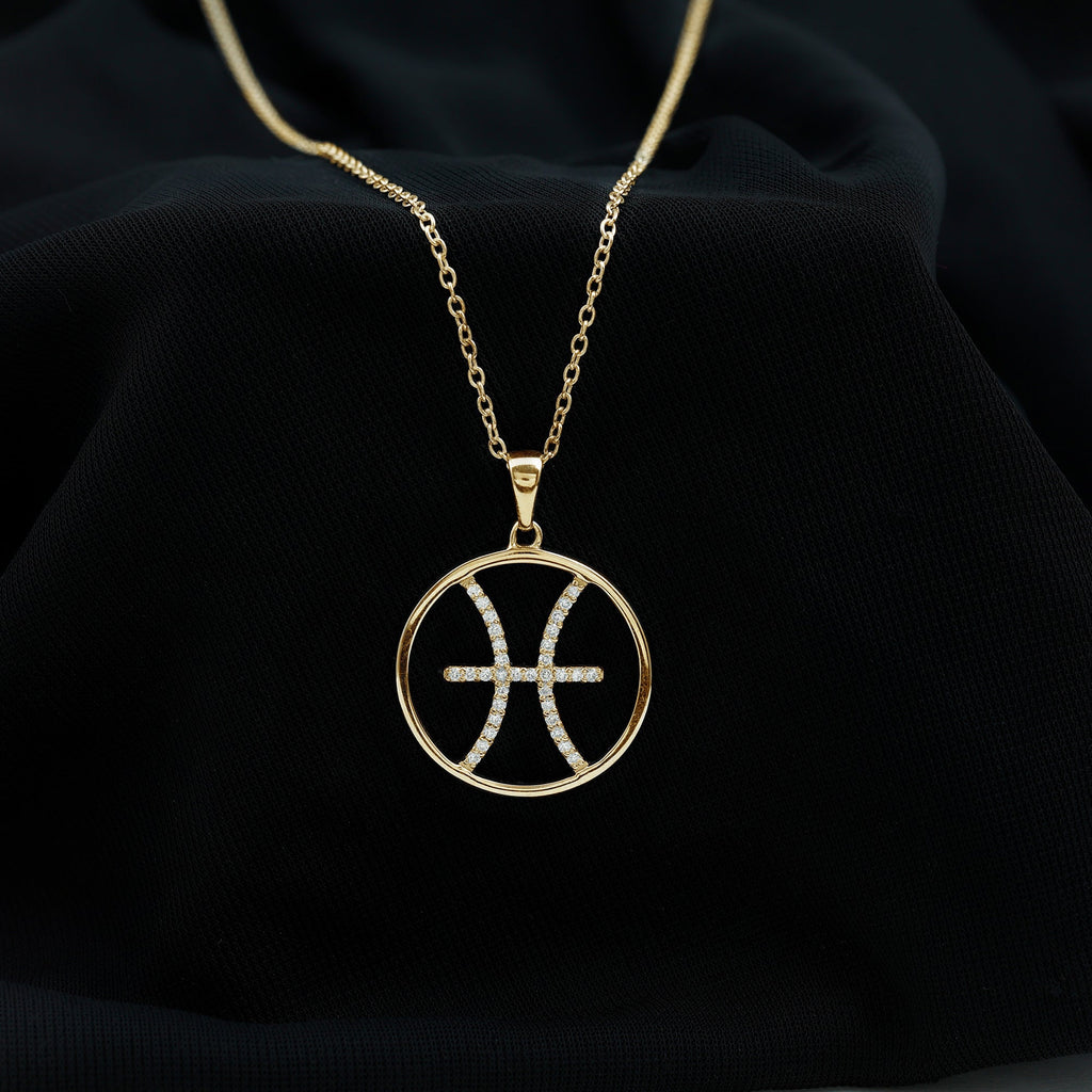 Certified Moissanite Pisces Zodiac Sign Pendant Necklace