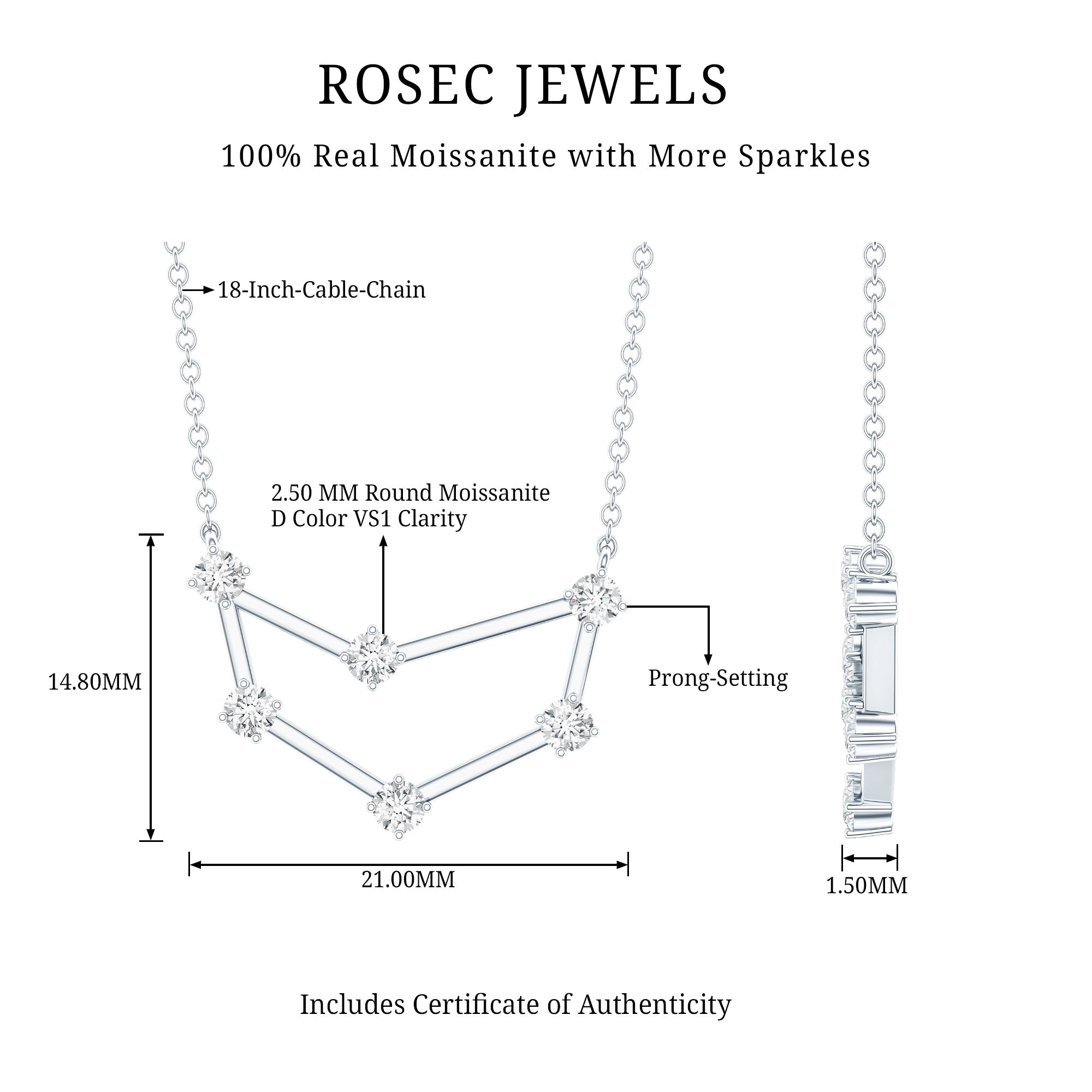 Certified Moissanite Capricorn Constellation Necklace
