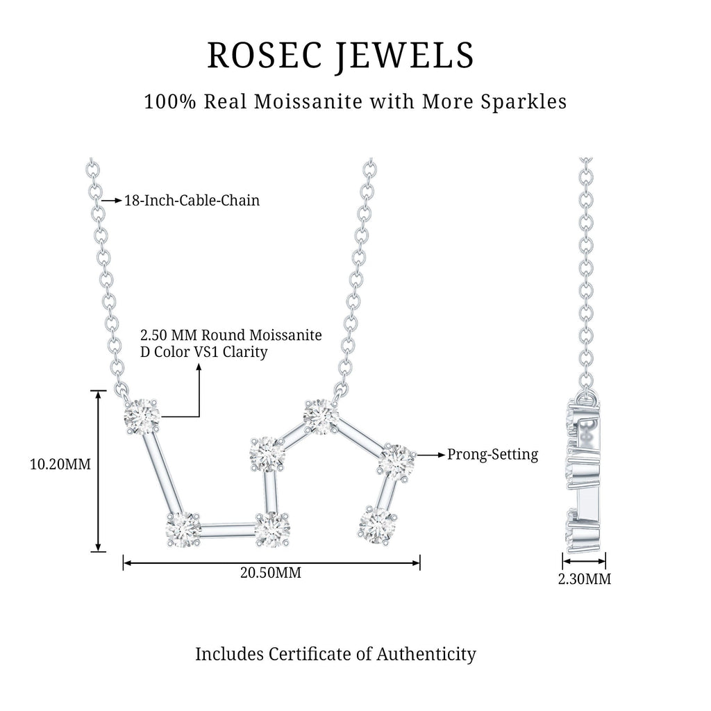 Moissanite Constellation Leo Zodiac Sign Necklace