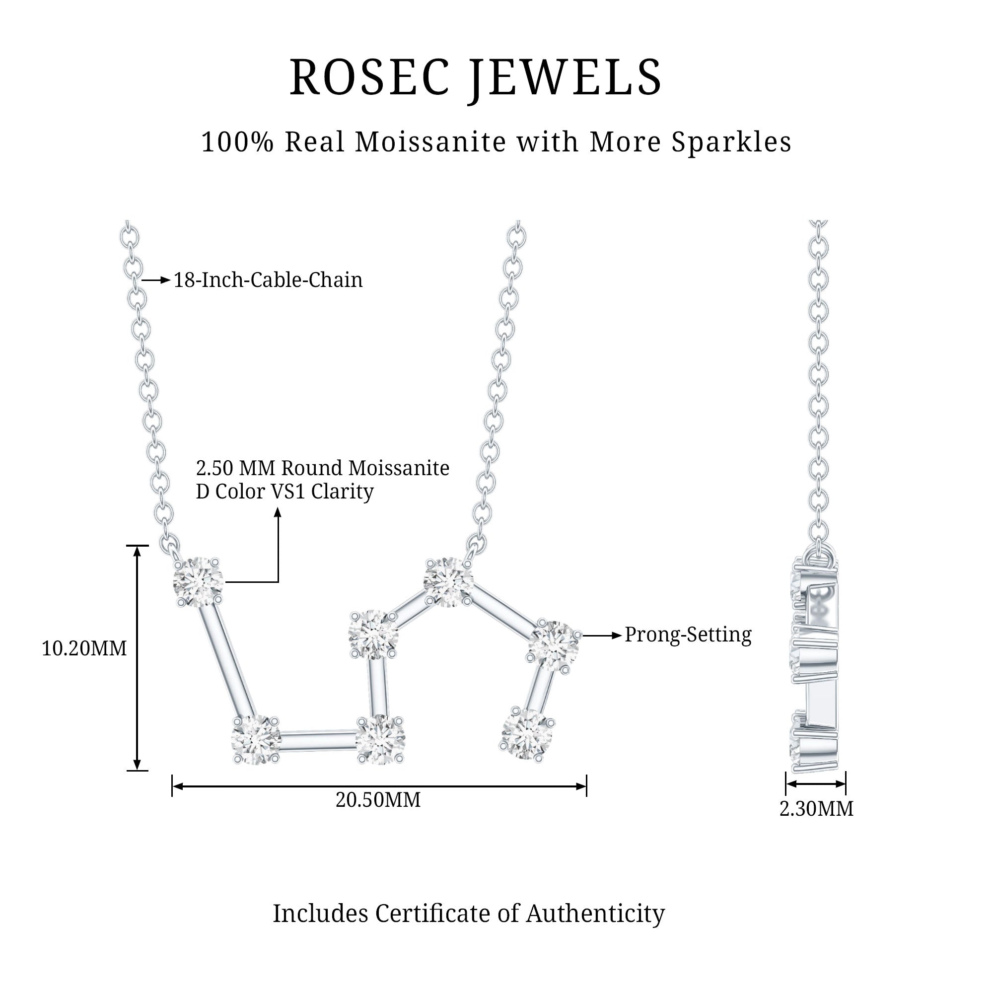Moissanite Constellation Leo Zodiac Sign Necklace