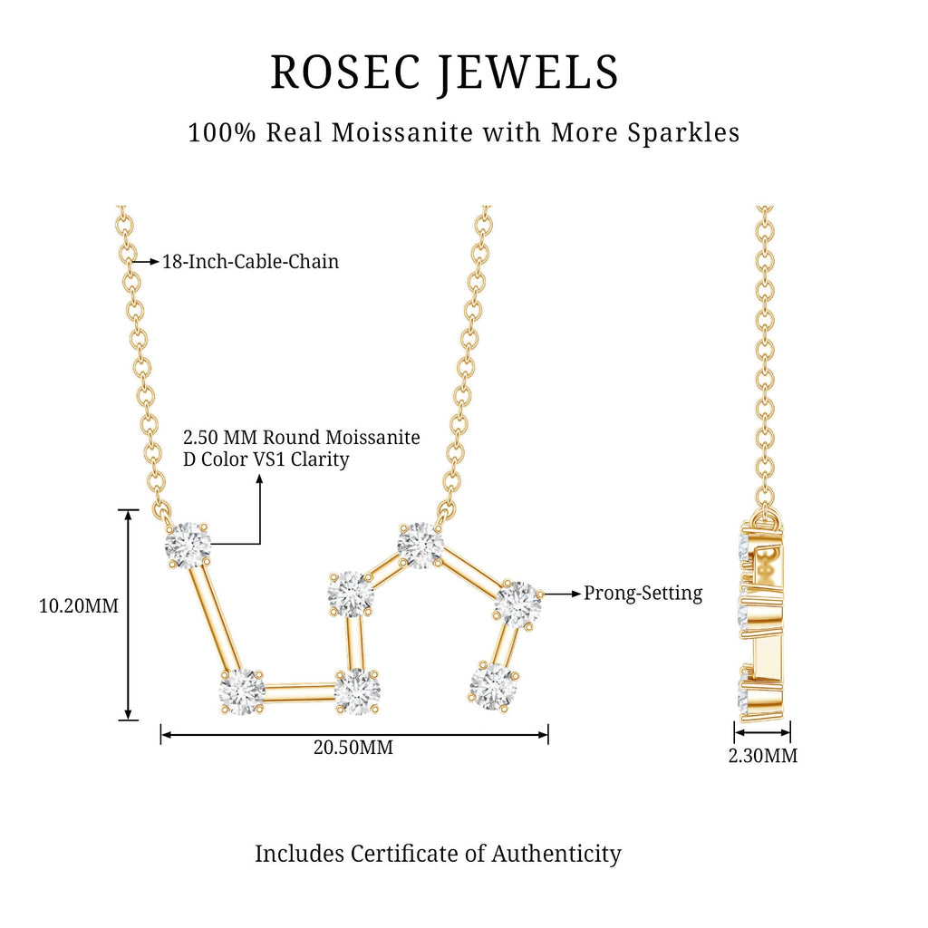 Moissanite Constellation Leo Zodiac Sign Necklace