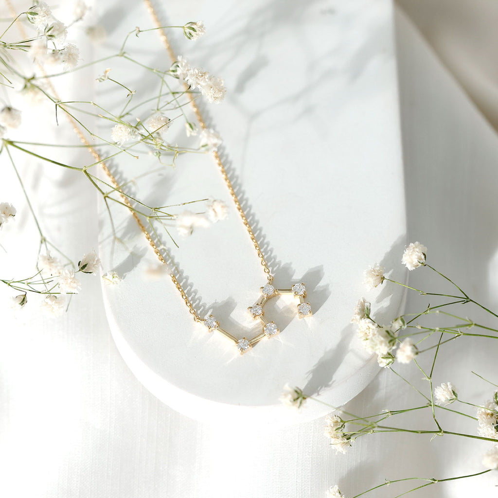 Moissanite Constellation Leo Zodiac Sign Necklace