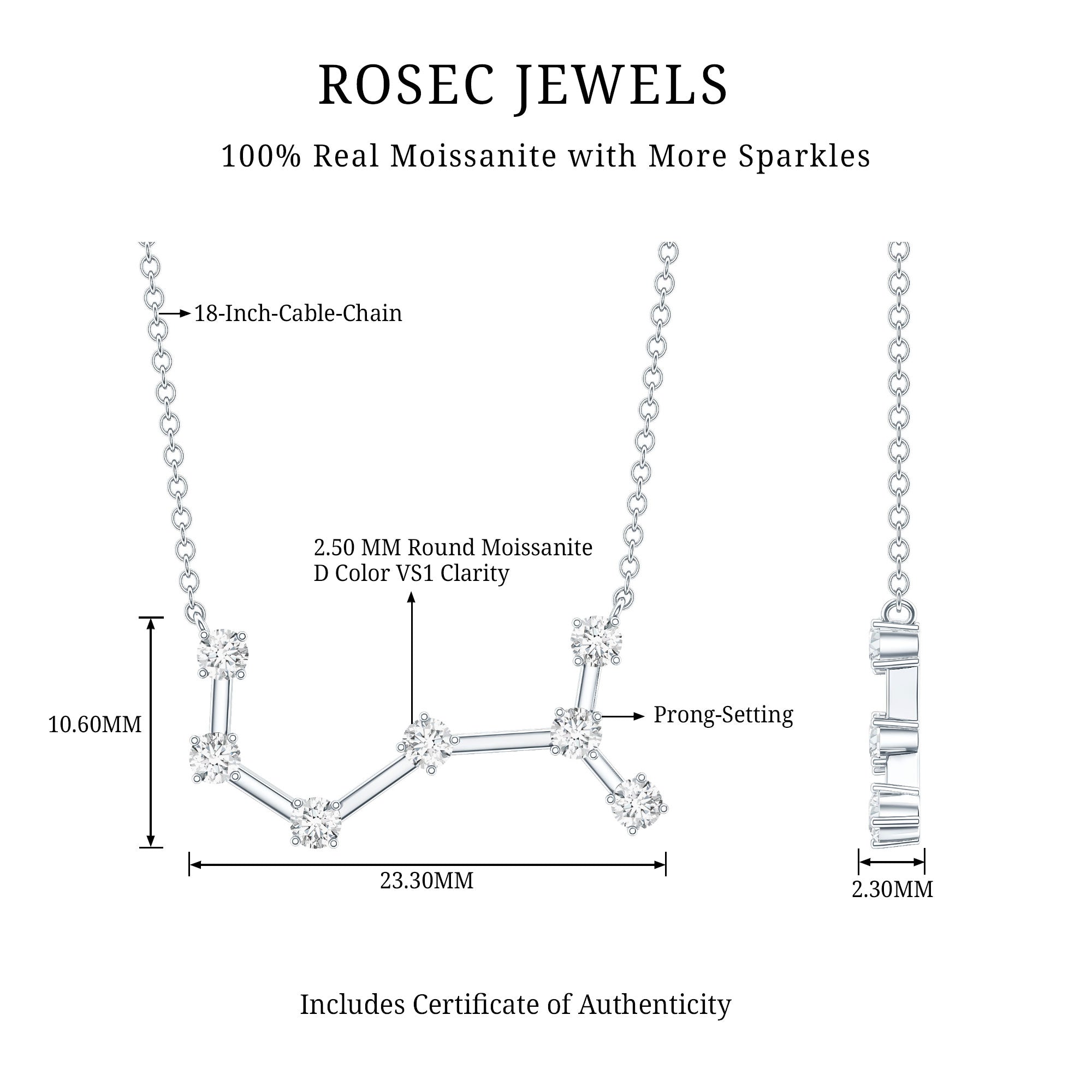 Certified Moissanite Constellation Scorpio Zodiac Necklace