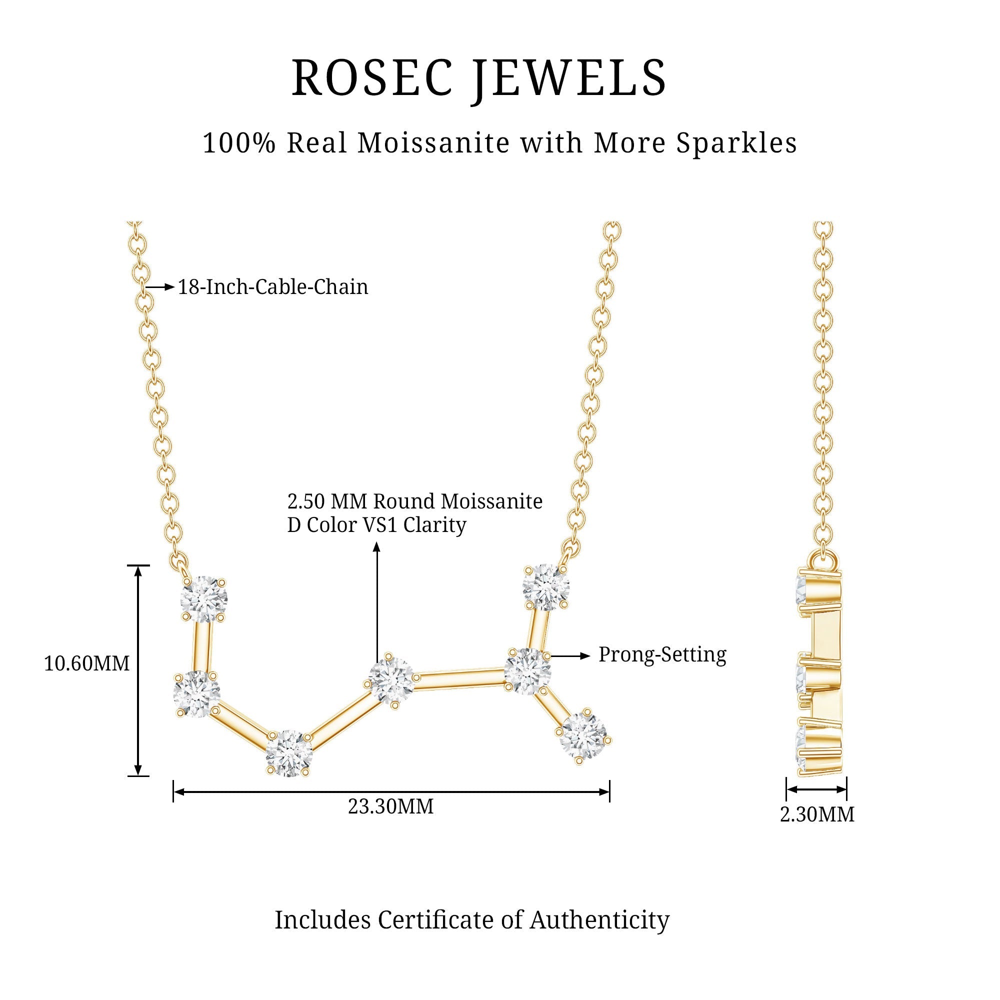 Certified Moissanite Constellation Scorpio Zodiac Necklace