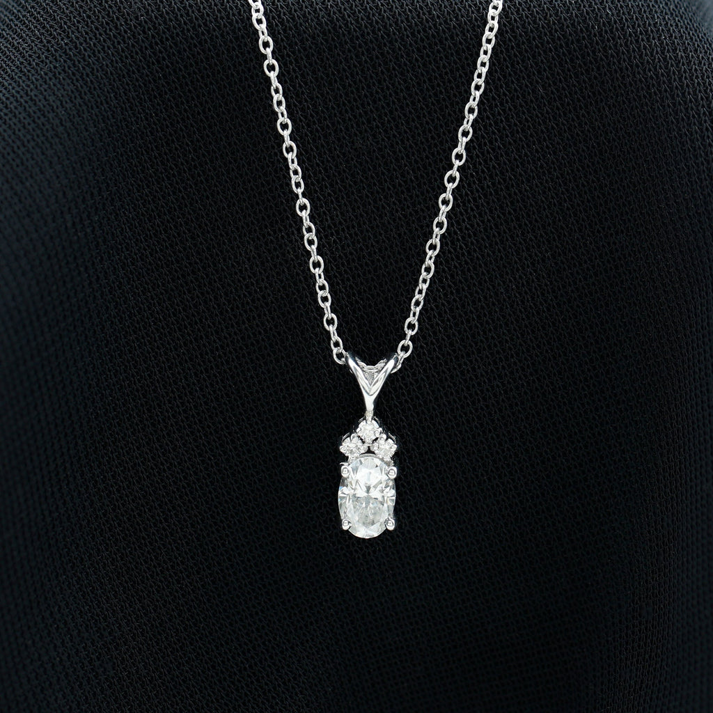 Oval and Round Cut Moissanite Pendant Necklace for Women