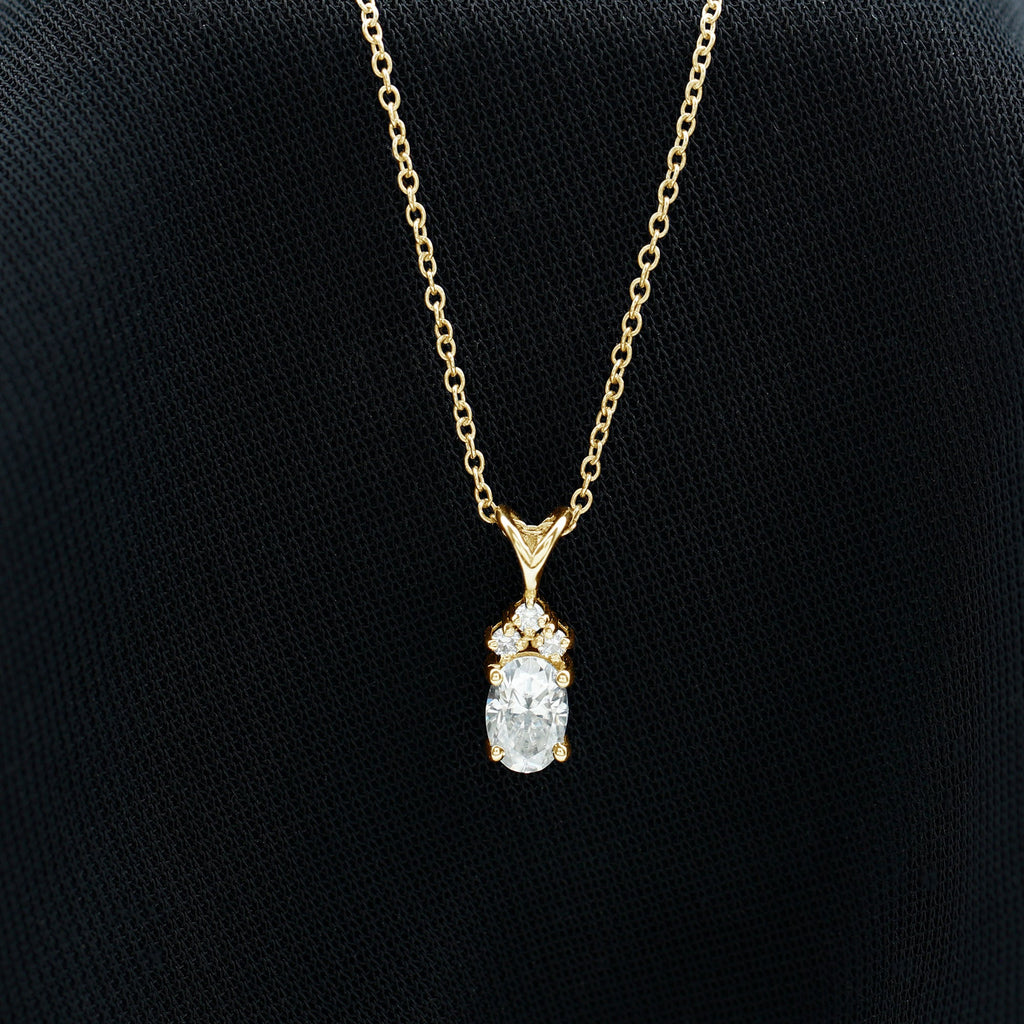 Oval and Round Cut Moissanite Pendant Necklace for Women