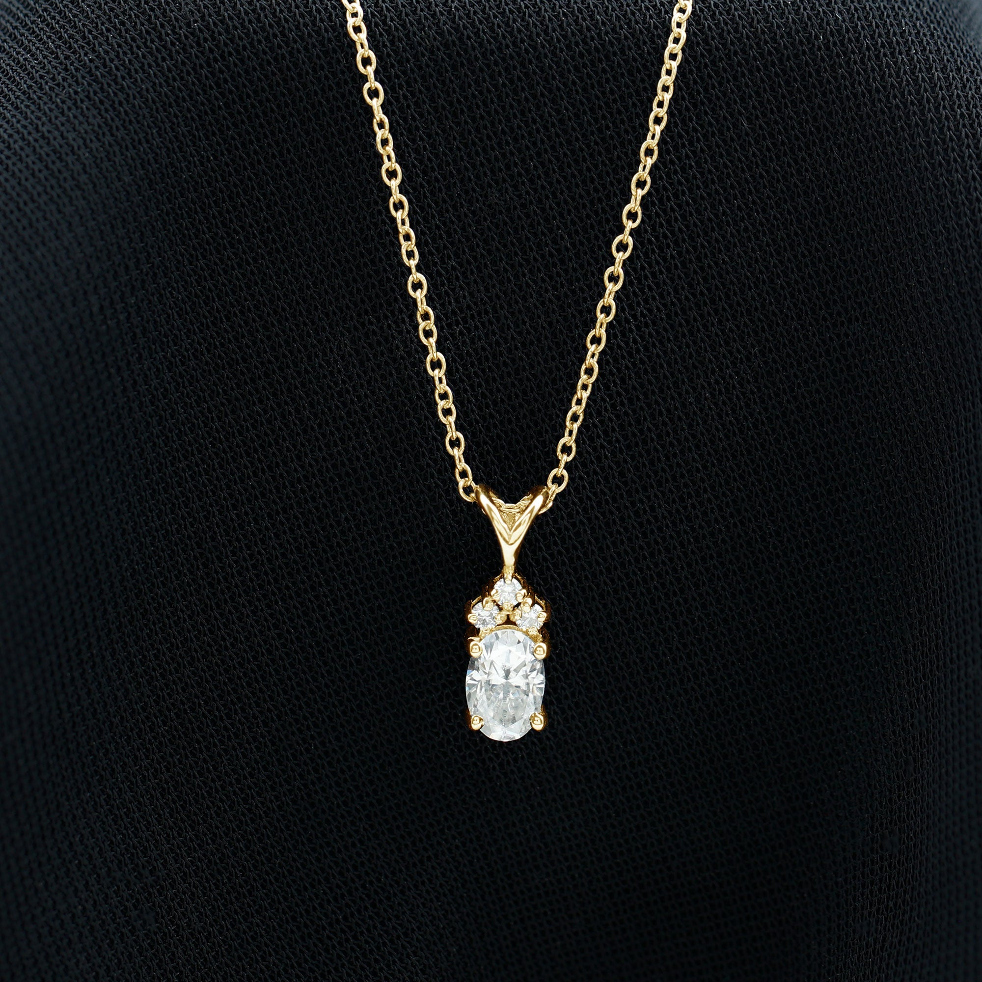 Oval and Round Cut Moissanite Pendant Necklace for Women