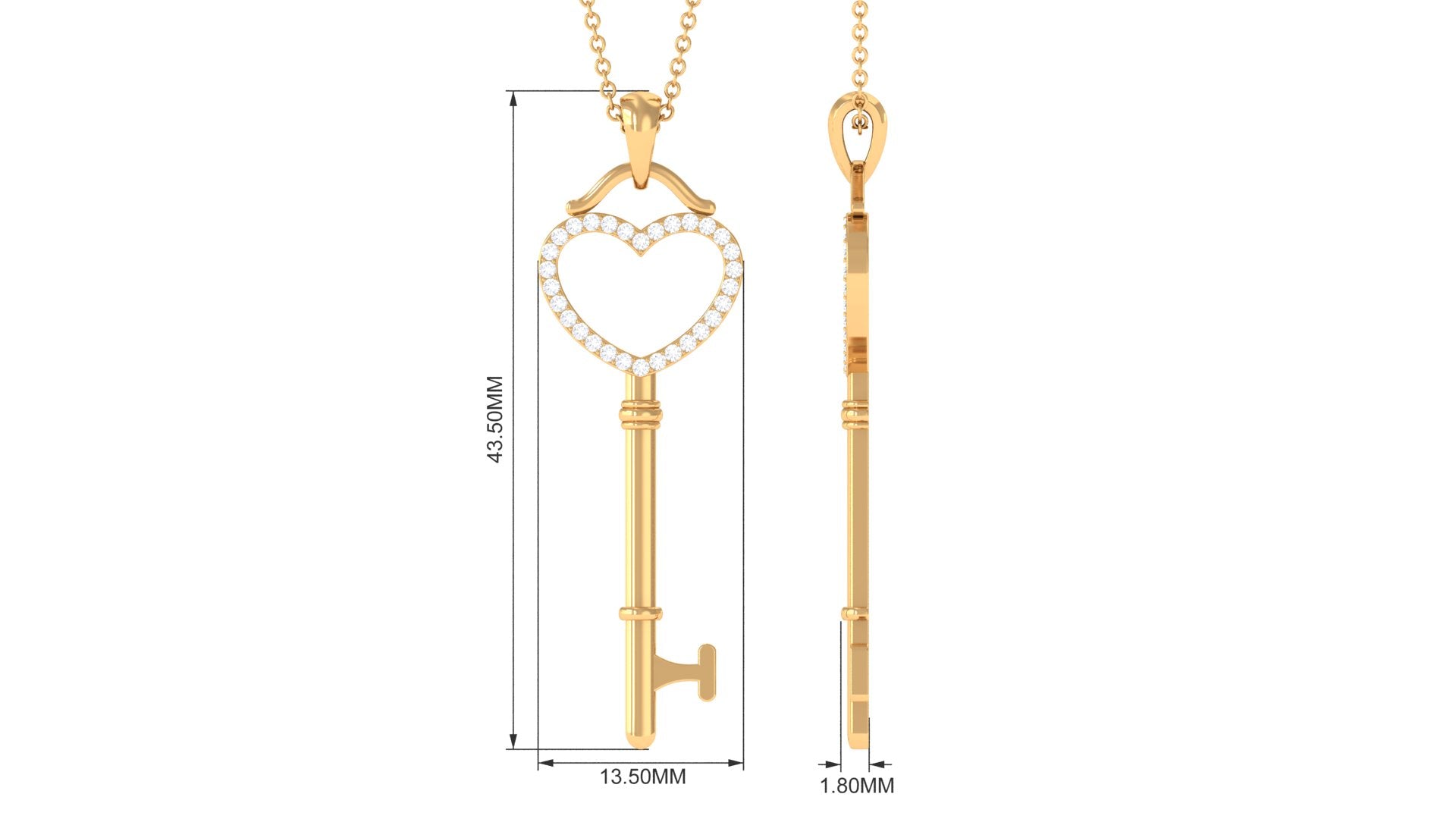 Certified Moissanite Open Heart Key Pendant for Her