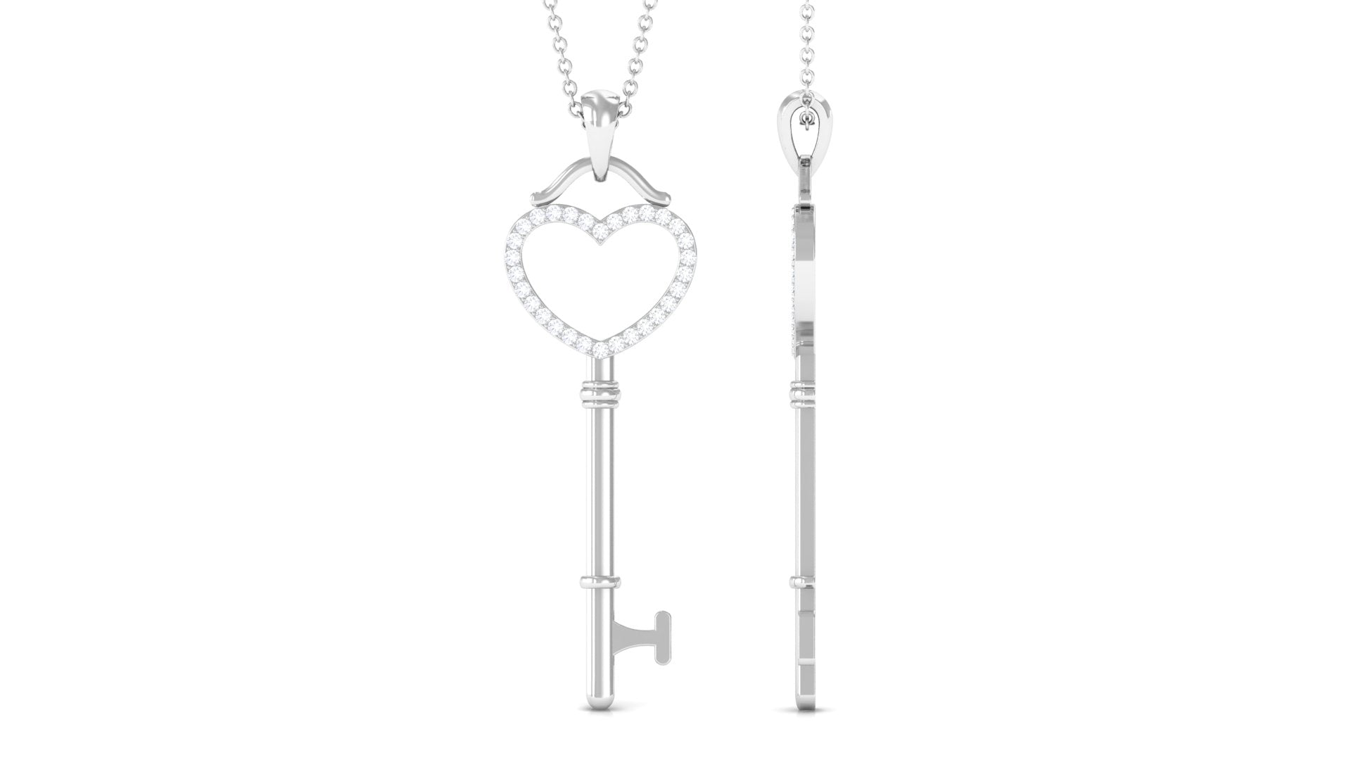 Certified Moissanite Open Heart Key Pendant for Her
