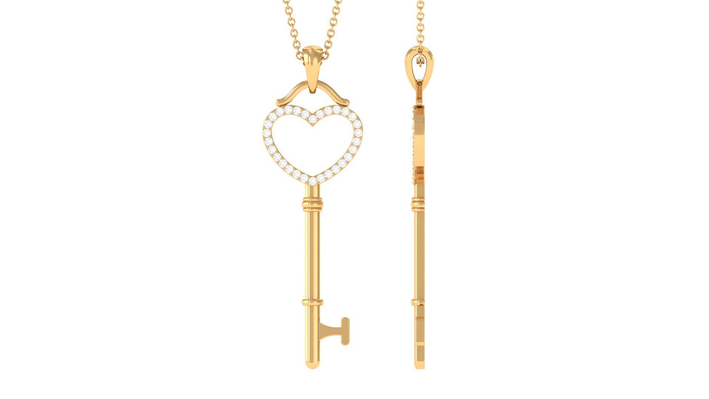 Certified Moissanite Open Heart Key Pendant for Her
