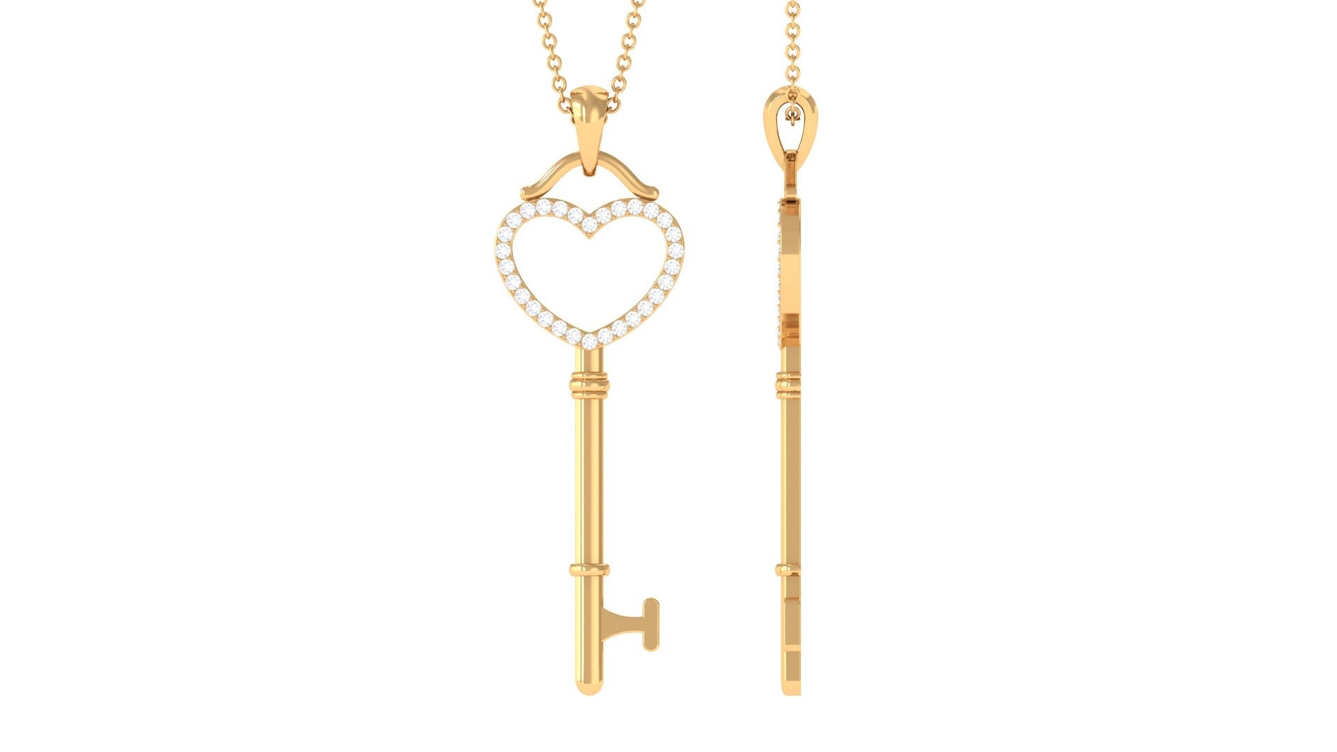 Certified Moissanite Open Heart Key Pendant for Her