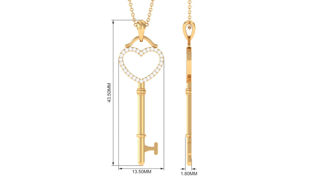 Certified Moissanite Open Heart Key Pendant for Her