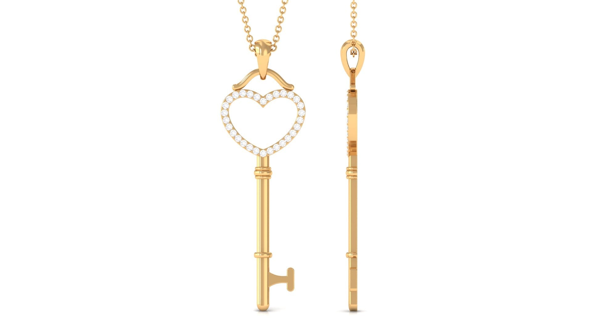 Certified Moissanite Open Heart Key Pendant for Her