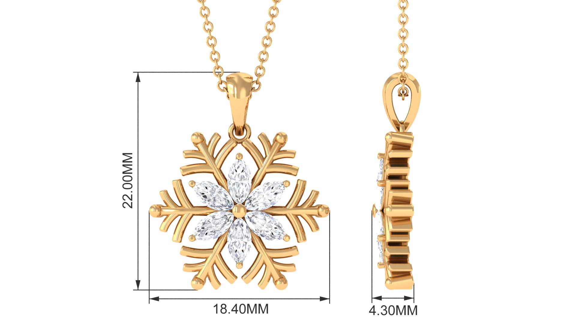 Certified Moissanite Snowflake Necklace for Women