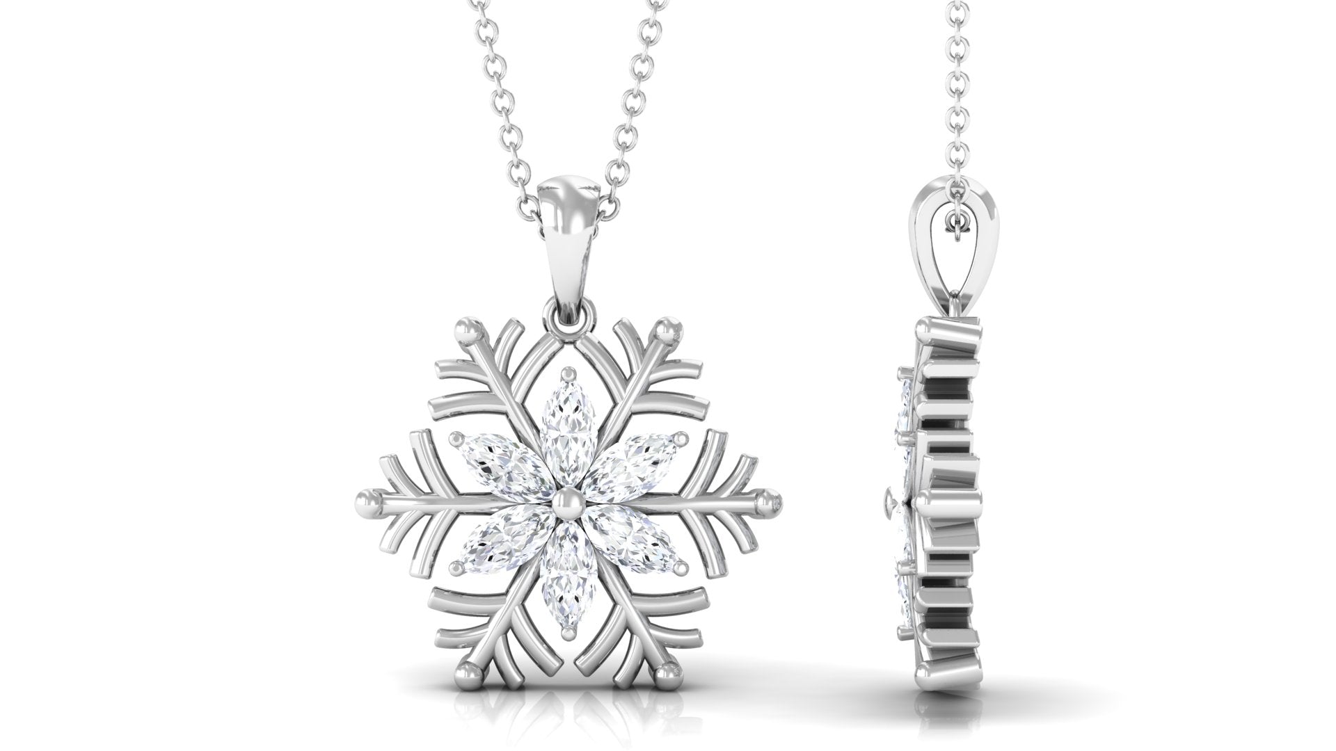Certified Moissanite Snowflake Necklace for Women