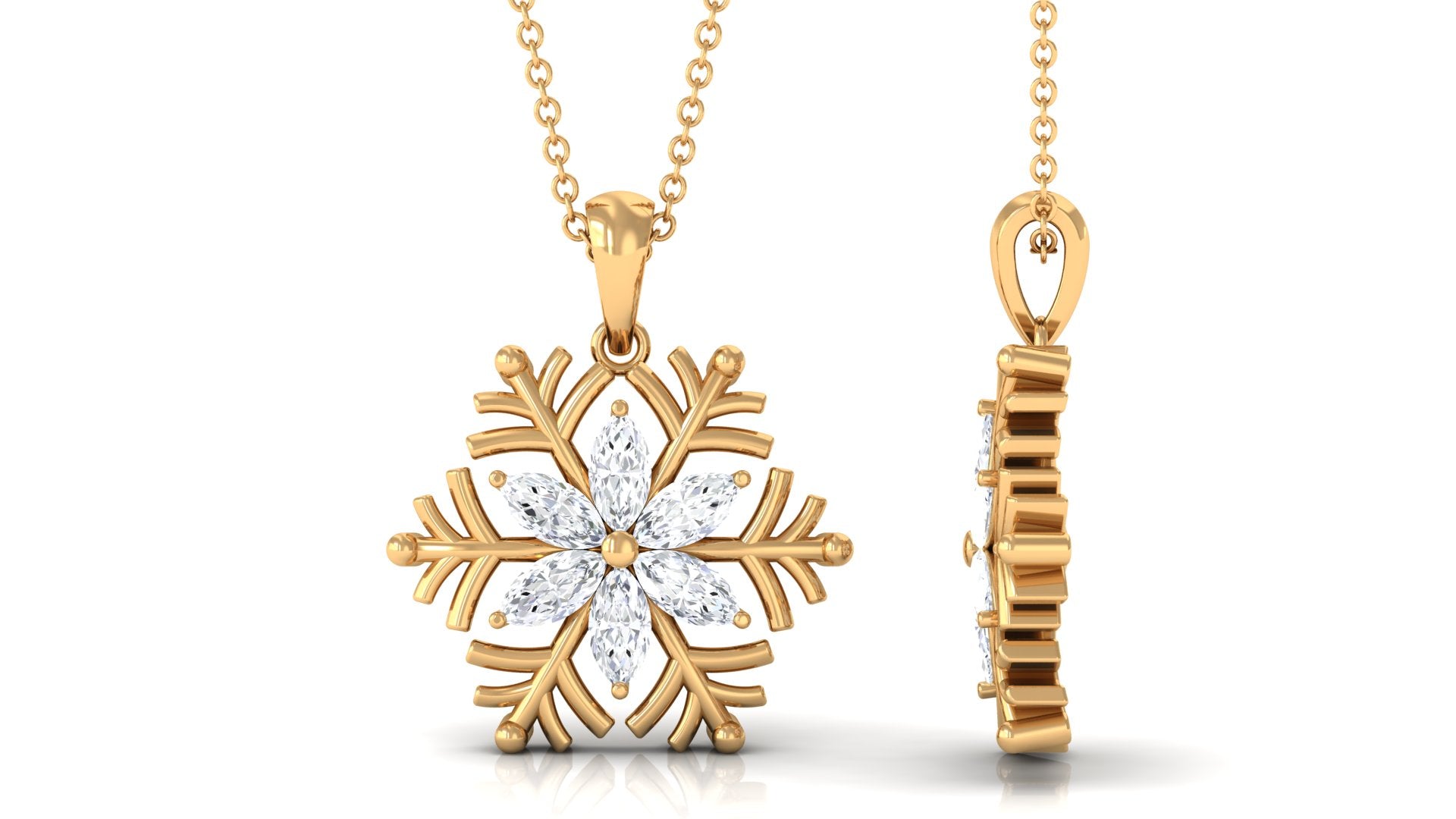 Certified Moissanite Snowflake Necklace for Women