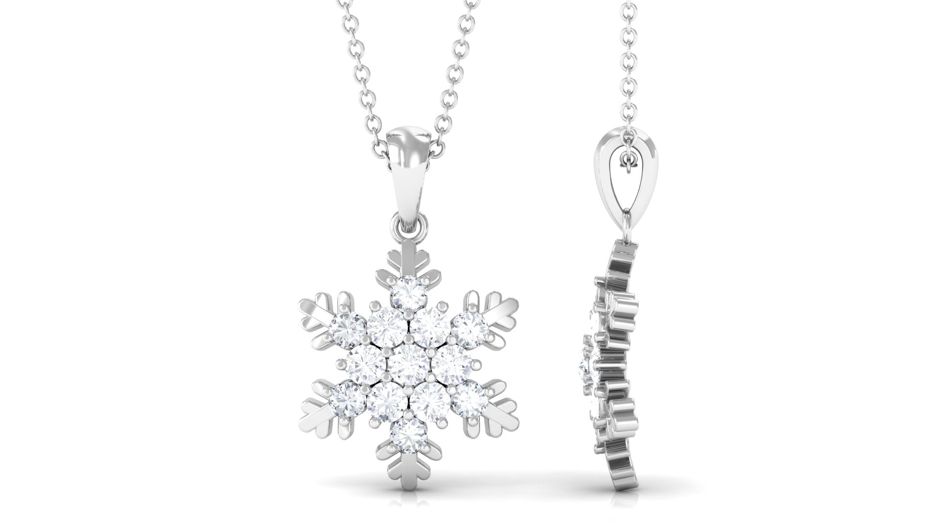 Certified Moissanite Snowflake Pendant Necklace for Her