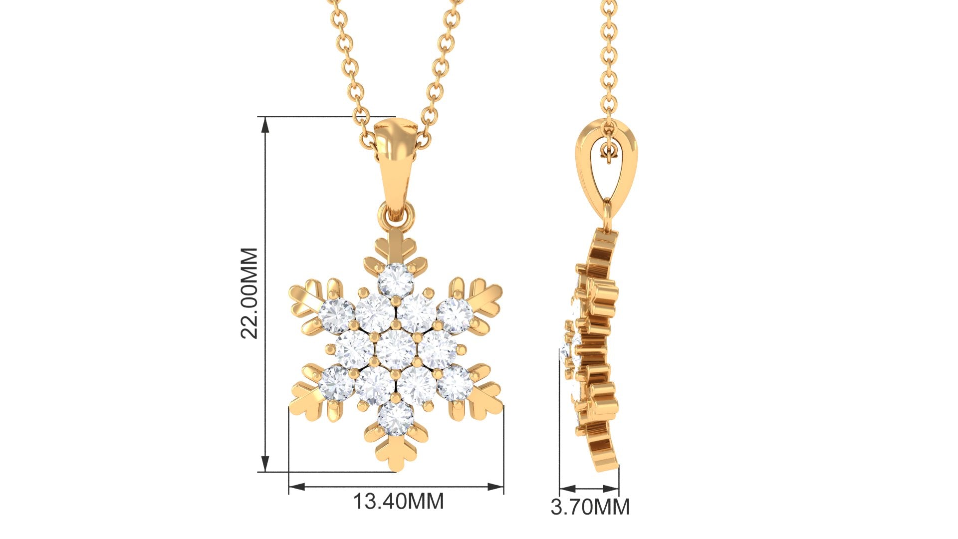 Certified Moissanite Snowflake Pendant Necklace for Her