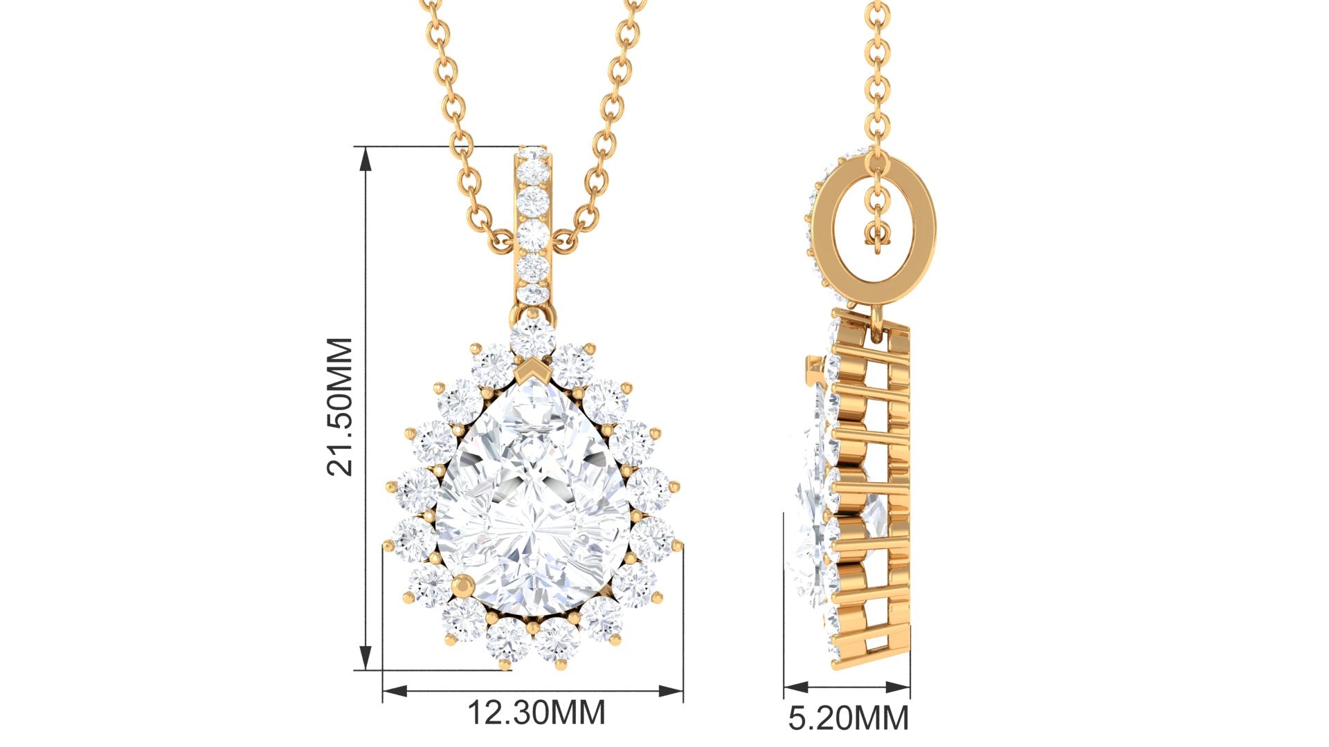 2.6 Carat Certified Moissanite Teardrop Wedding Necklace with Halo
