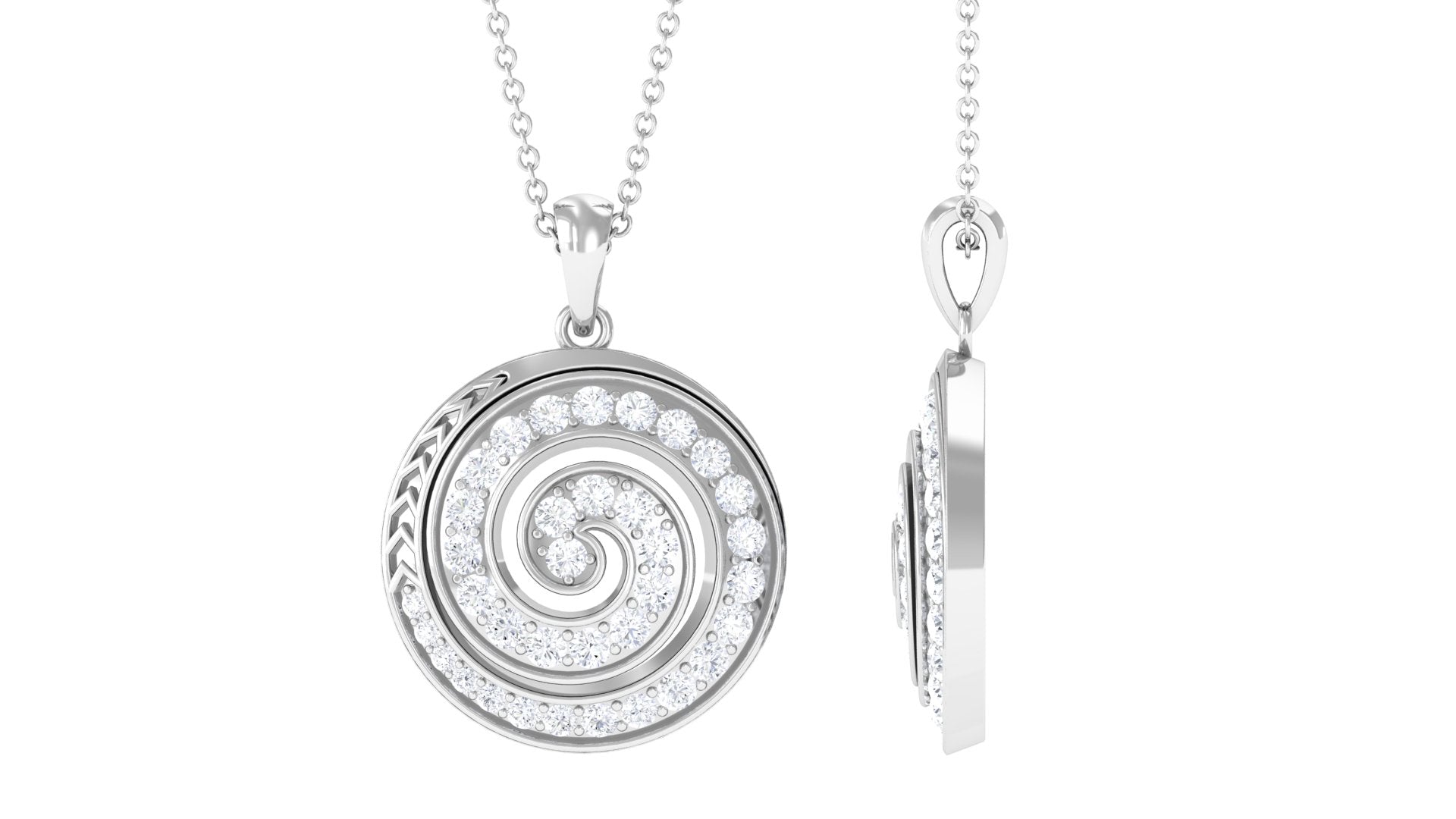 Round Cut Moissanite Swirl Pendant for Women