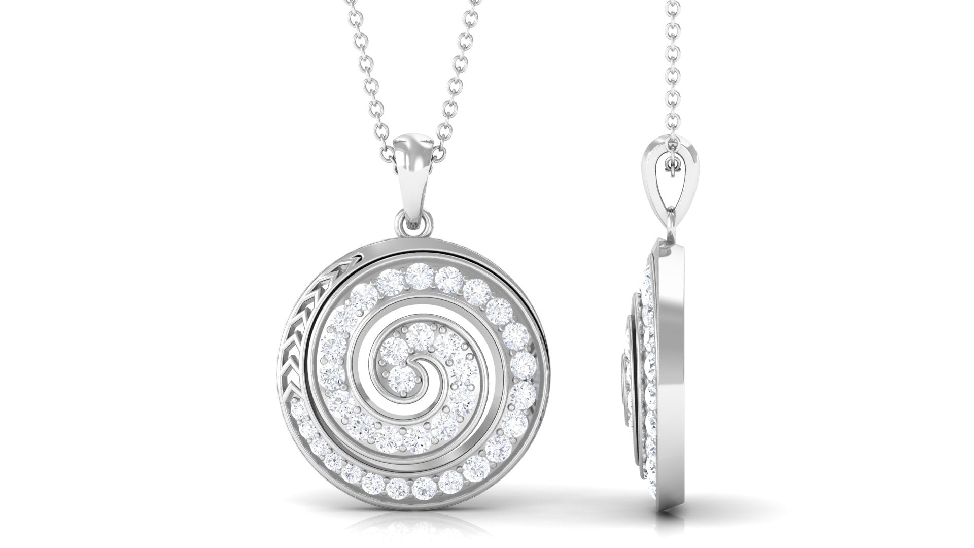 Round Cut Moissanite Swirl Pendant for Women