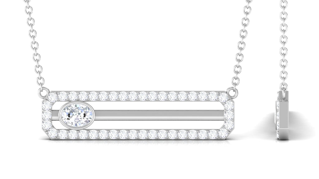 Certified Moissanite Bar Necklace for Her